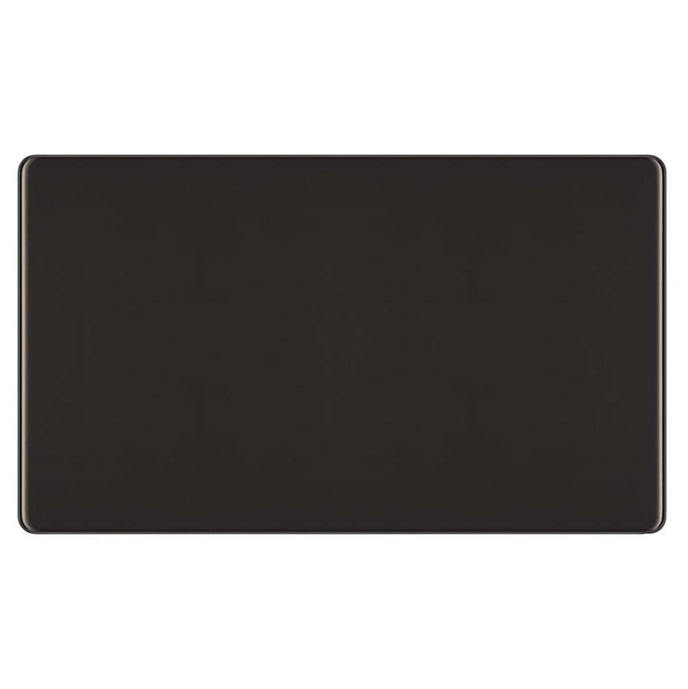 BG Screwless 2 Gang Blanking Plate Black Nickel FBN95