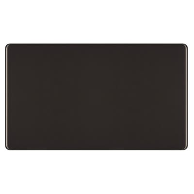 BG Screwless 2 Gang Blanking Plate Black Nickel FBN95