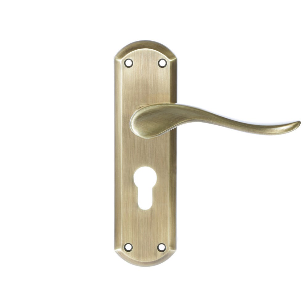 Dale Sigma Door Handle In Antique Brass