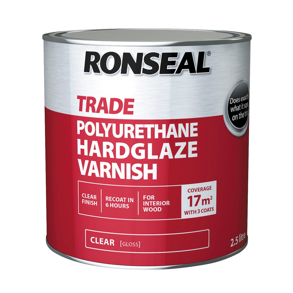 Ronseal Trade Polyurethane Hardglaze Varnish Clear Gloss 2.5L