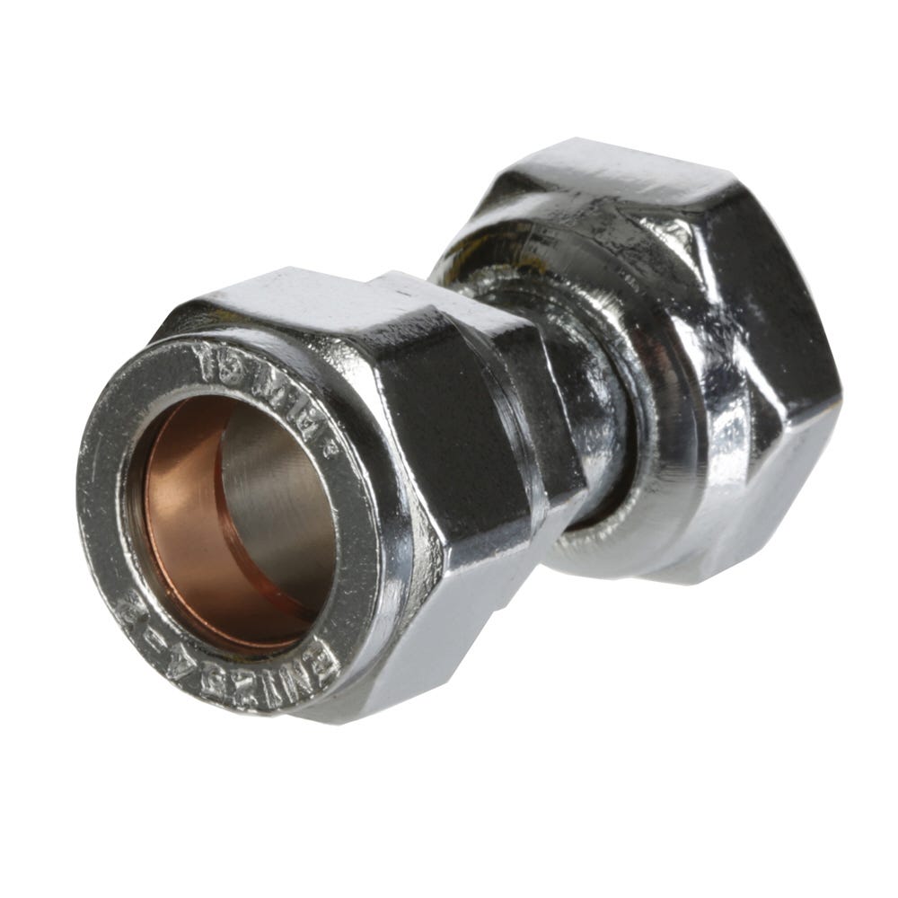 15mm x 1//2/" Straight Chrome Tap Connector