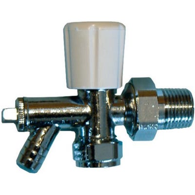 Angled Radiator Valve Drain Off CP 15mm