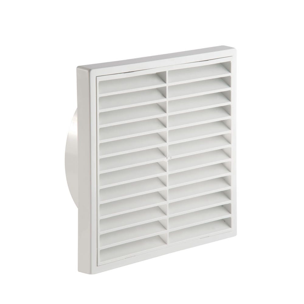 Manrose 100mm White Fixed Louvered Multifit Grille Round / Rectangular