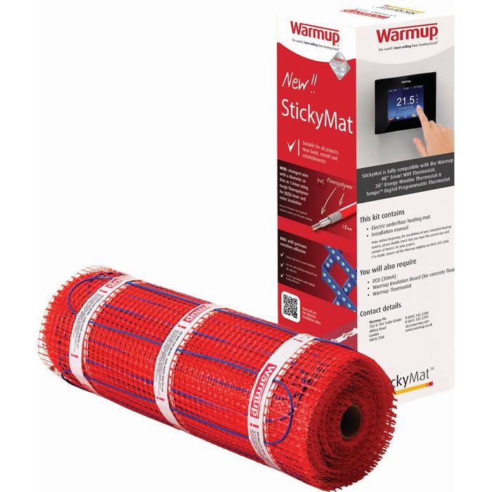 Warmup Stickymat 200w Electric Underfloor Heating System 1 5m² Warmup Stickymat 200w Electric, Warmup Floor Heat