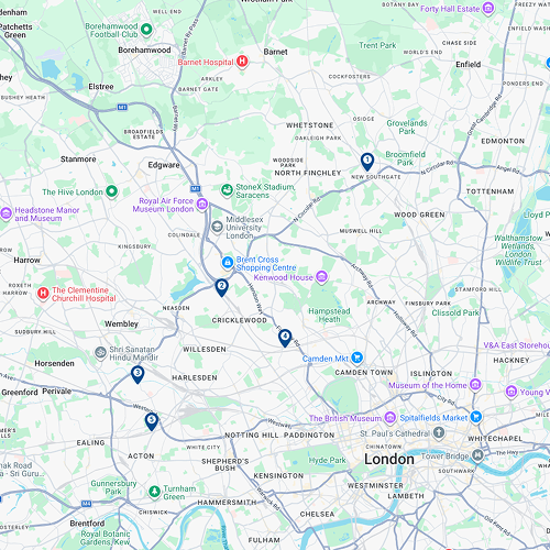 Map showing Builder Depot branch locations