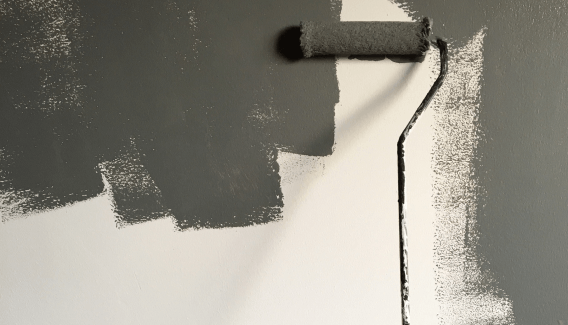 dark green paint and roller