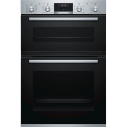 black and silver double oven