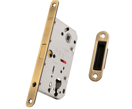 magnetic lock in antique brass finish