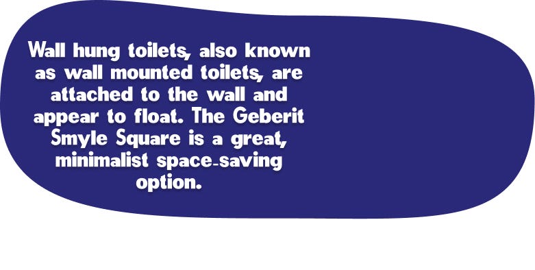 information about wall hung toilet on a blue background