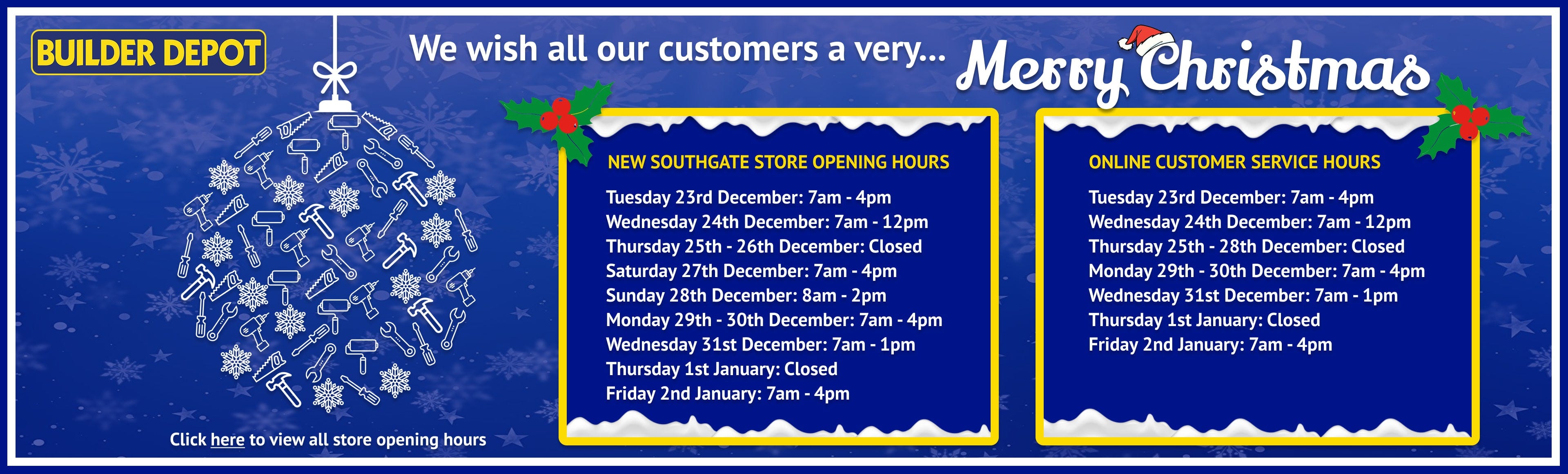 Xmas Opening Times 2025